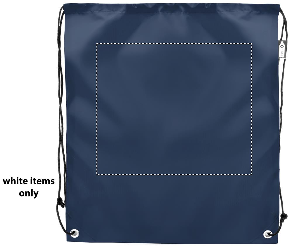 190T RPET drawstring bag front on white 85