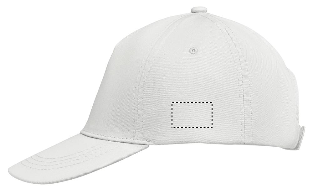 BUZZ FIVE PANEL CAP left side wh