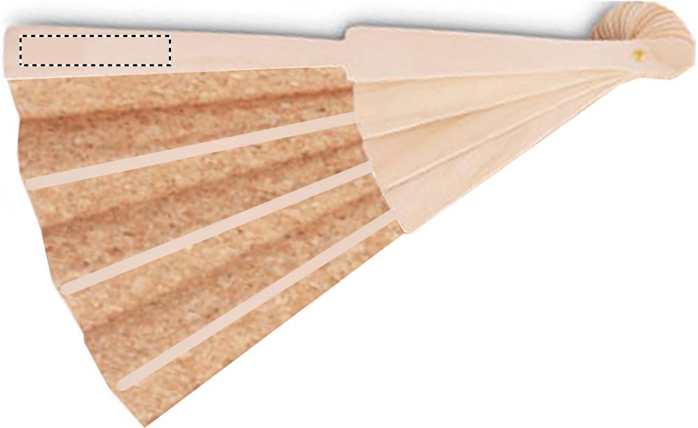 Wood hand fan with cork fabric back b 13