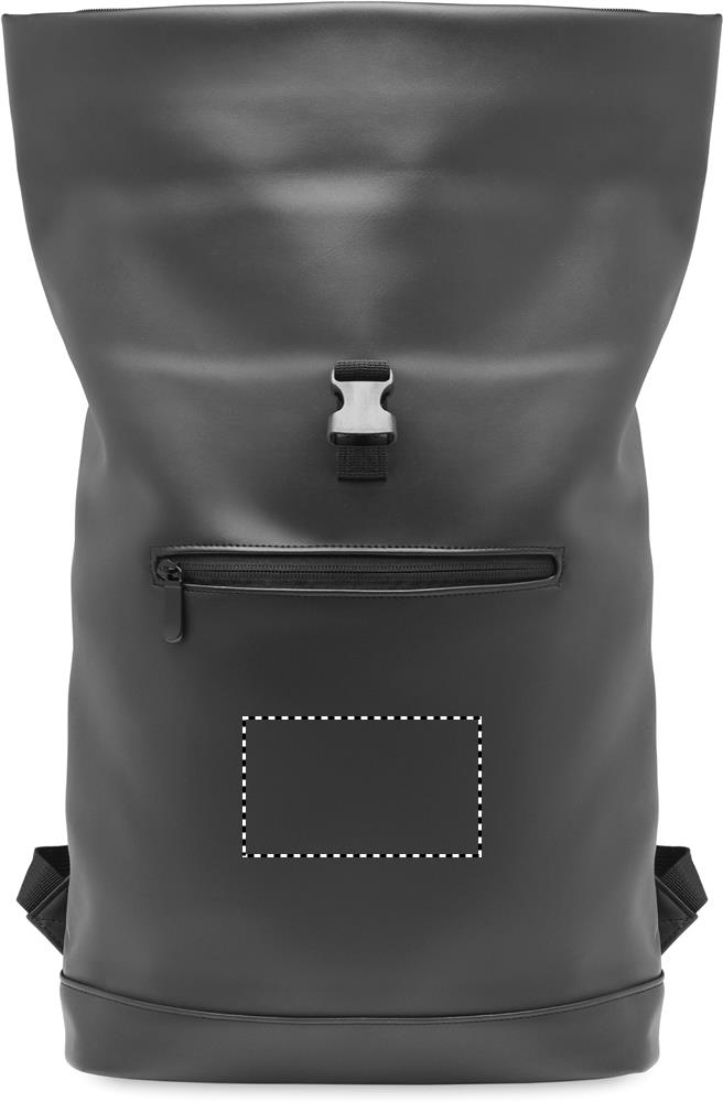 Laptop PU Rolltop backpack front debossing 03