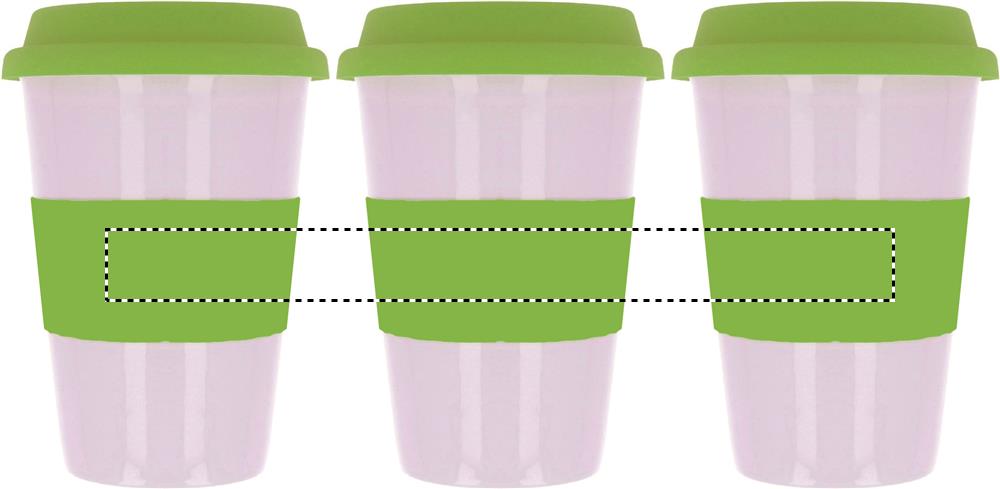 Ceramic mug w/ lid and sleeve roundscreen ribbon 48