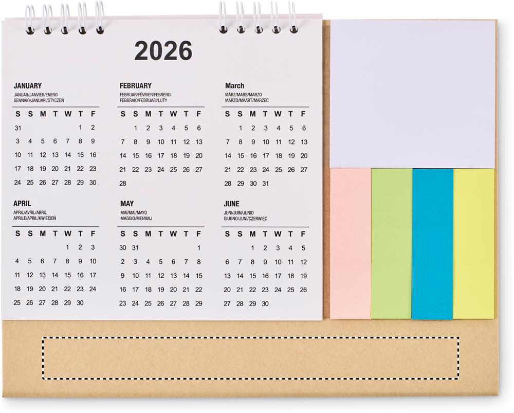 Desk calendar with memo pad front dl 13