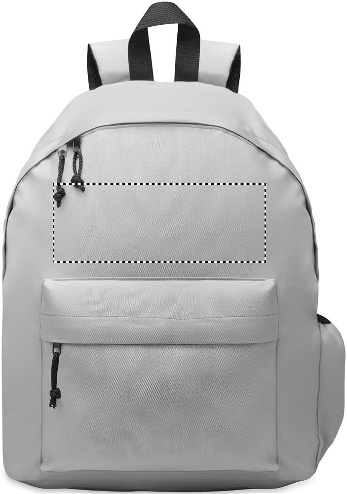 600D RPET polyester backpack front above pocket 07