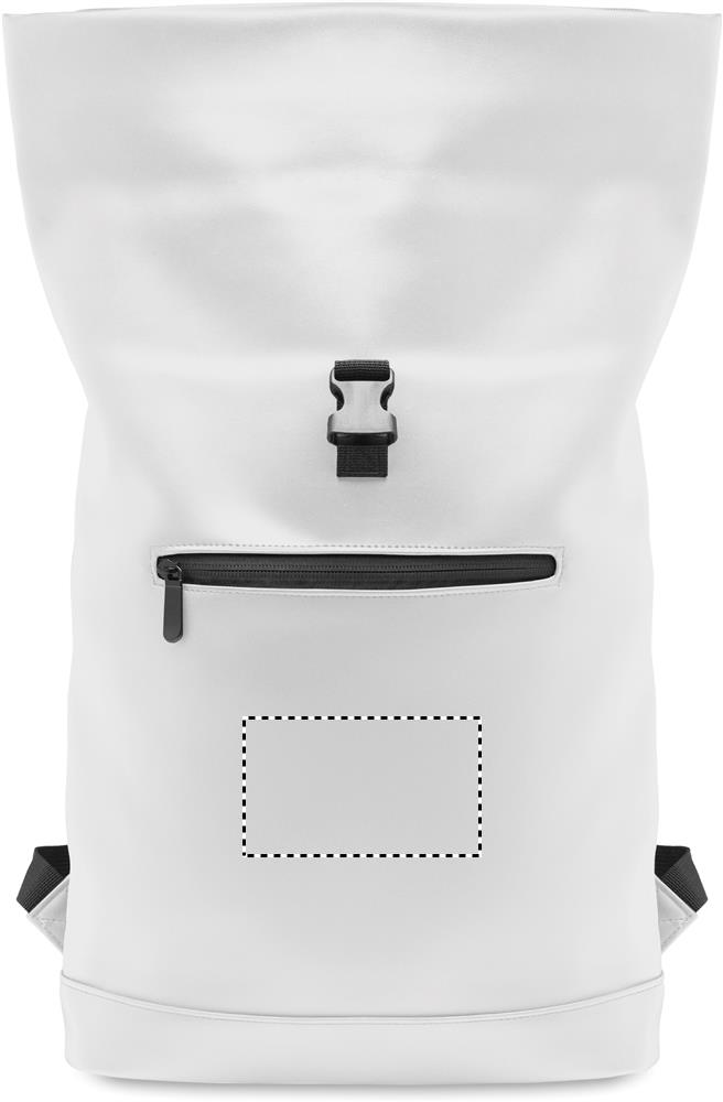 Laptop PU Rolltop backpack front debossing 06