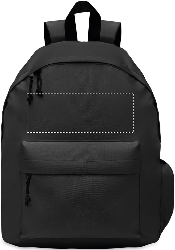600D RPET polyester backpack front above pocket 03