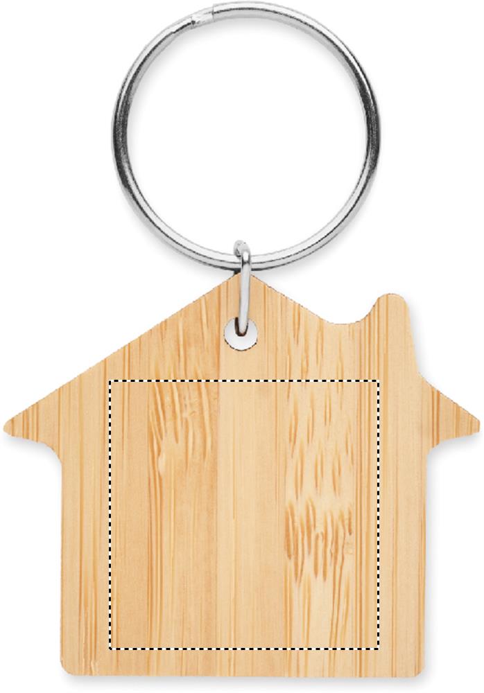 House shaped bamboo key ring side 1 40