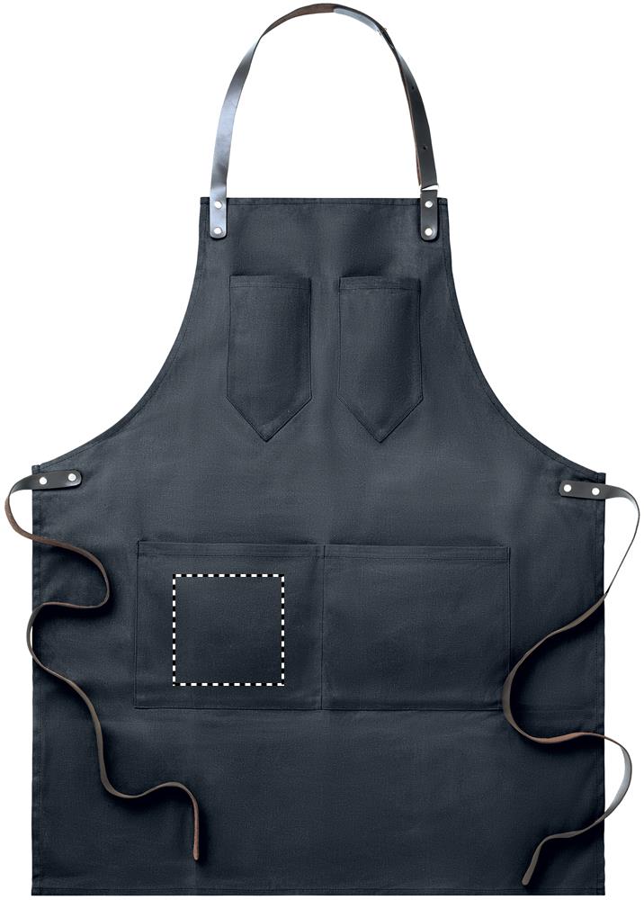Apron in leather bottom pocket right 03