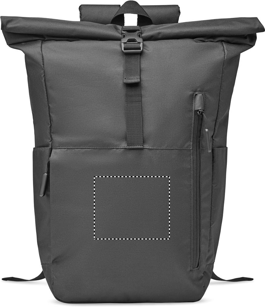 300D RPET rolltop backpack front pocket 03