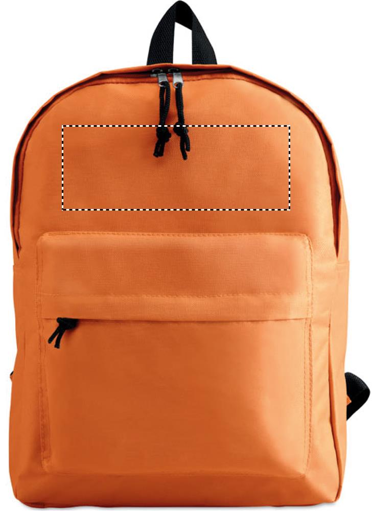 600D polyester backpack front above pocket 10