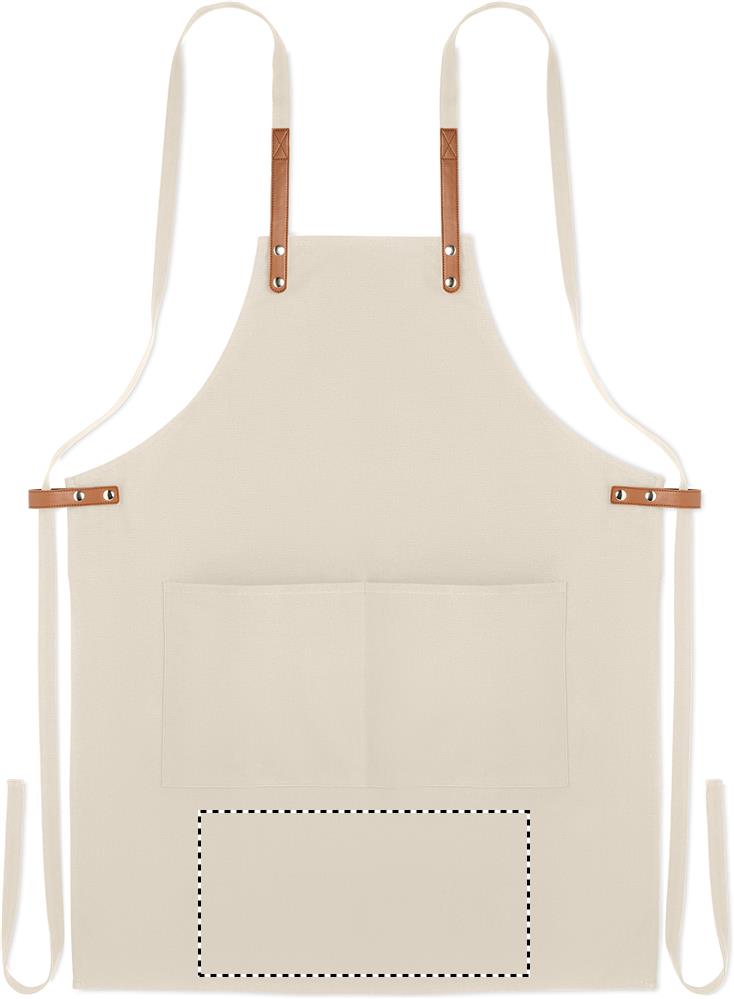 Organic cotton apron 340 gr/m² front below pocket 13