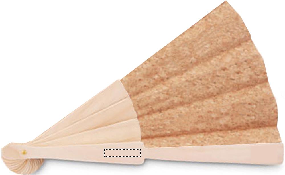 Wood hand fan with cork fabric front a 13