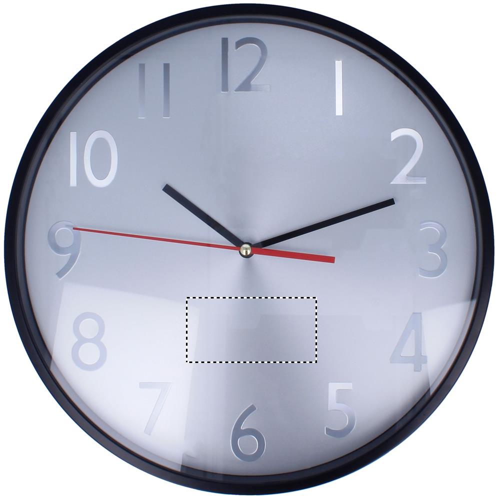 Wall clock w silver background on glass 03