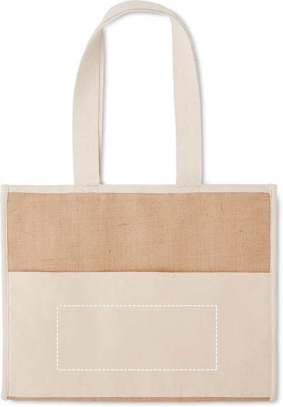Shopper in tela e juta front pocket 13