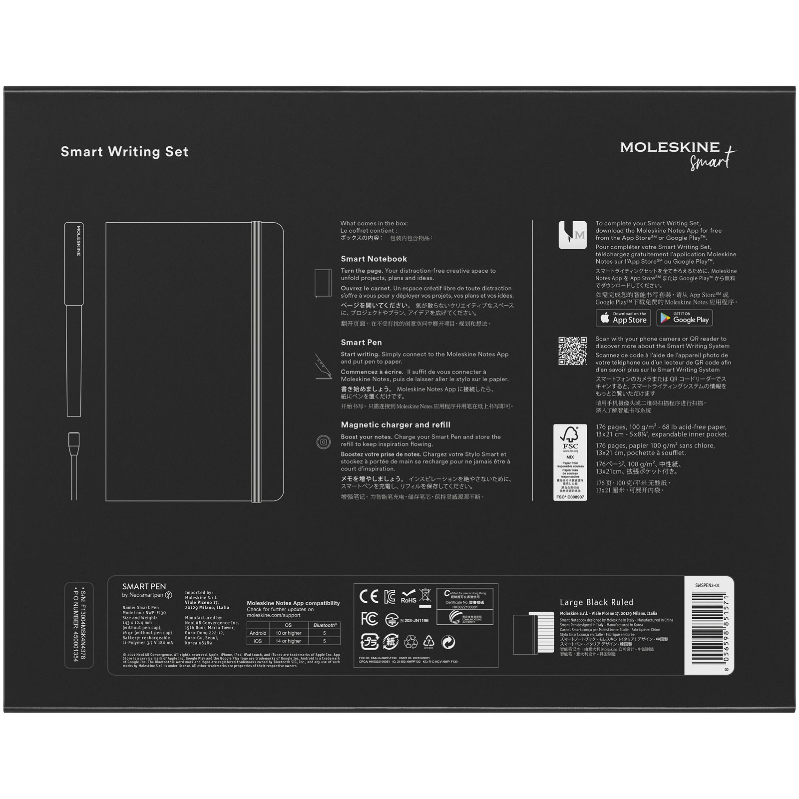 Set per scrittura Smart 2.0 Moleskine Nero