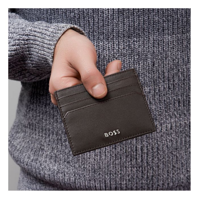 classic brown card holder in action