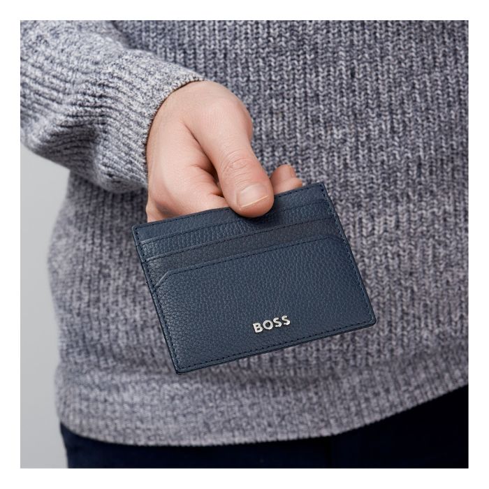 classic navy card holder in action