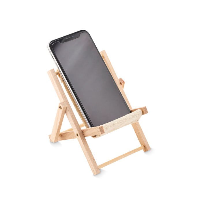Deckchair-shaped phone stand beige item picture side