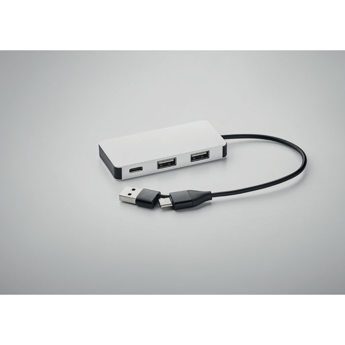 3 port USB hub with 20cm cable Argento item picture 7