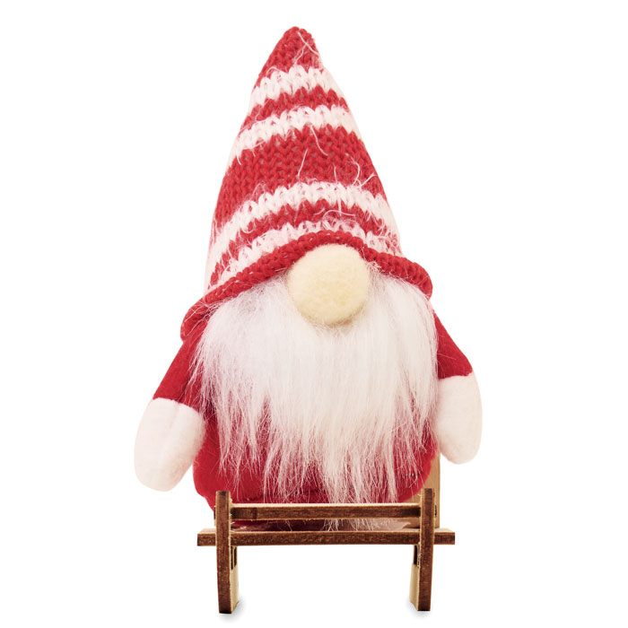 Gnomo su slitta di legno Rosso item picture side