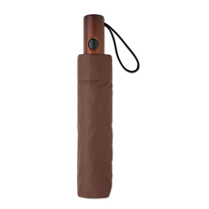 21" auto umbrella wood handle Marrone item picture back