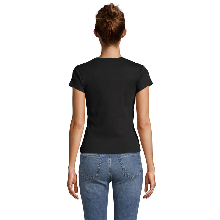 SARA WOMEN'S RIBBED T-SHIRT Nero Profondo item picture back