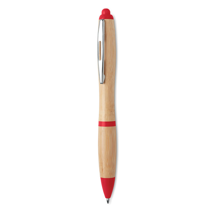 Penna a sfera in ABS e bamboo red item picture back