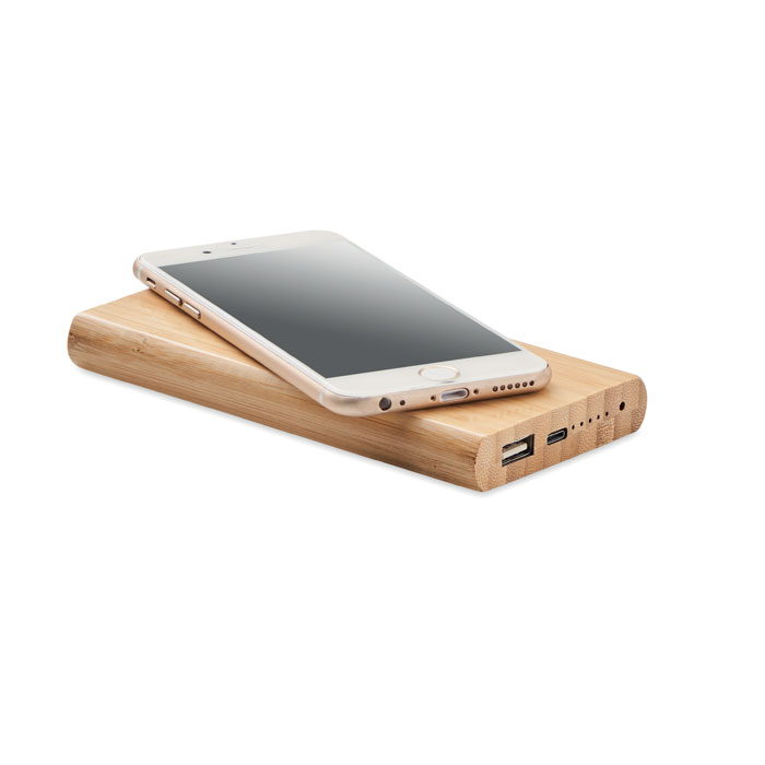 Power bank in bamboo da 6000mAh wood item picture side
