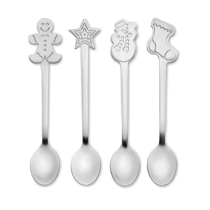 Set of 4 Christmas tea spoon Argento Opaco item picture front