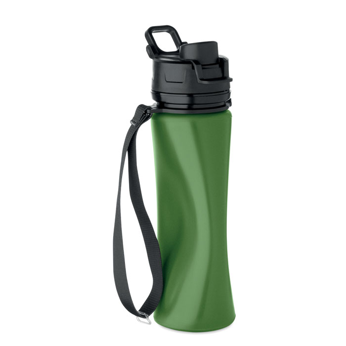 Foldable silicone sports bottle Verde Scuro item picture side