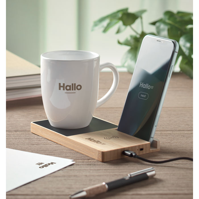 1Wireless charger mug warmer Legno item picture printed