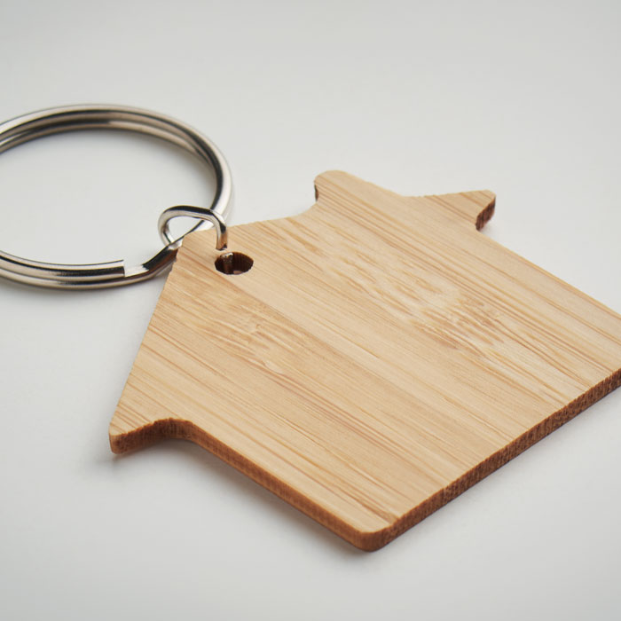 House shaped bamboo key ring Legno item detail picture