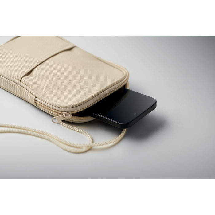 RPET cross body travel pouch Beige item picture side
