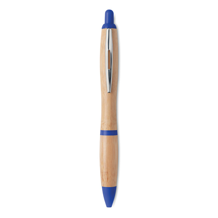 Penna a sfera in ABS e bamboo Blu Royal item picture front