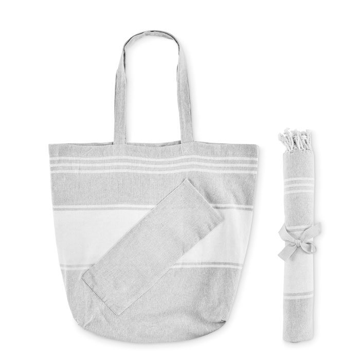 Borsa da spiaggia con telo Grigio item picture back