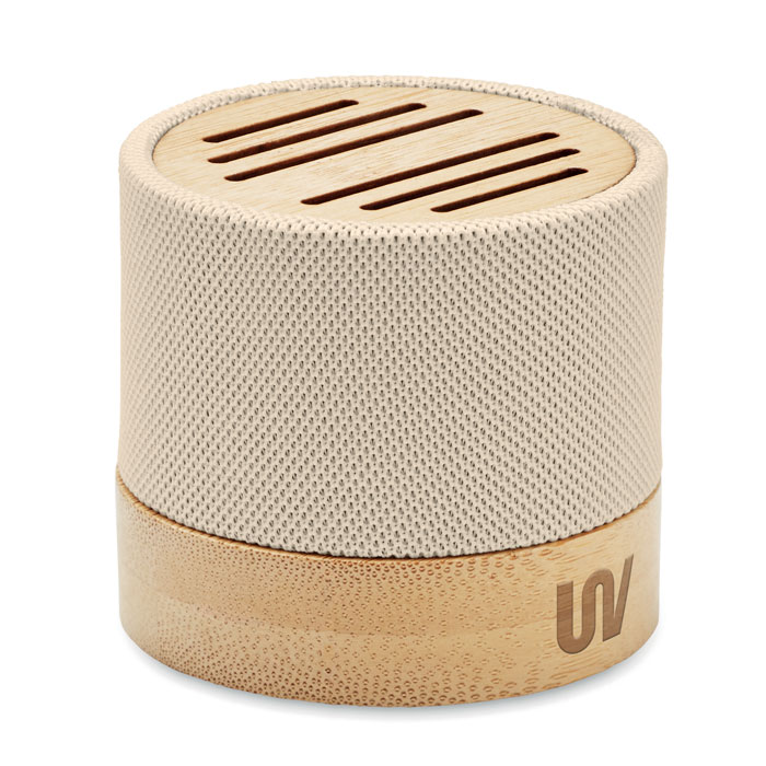 Speaker wireless Bamboo RPET Beige item picture printed