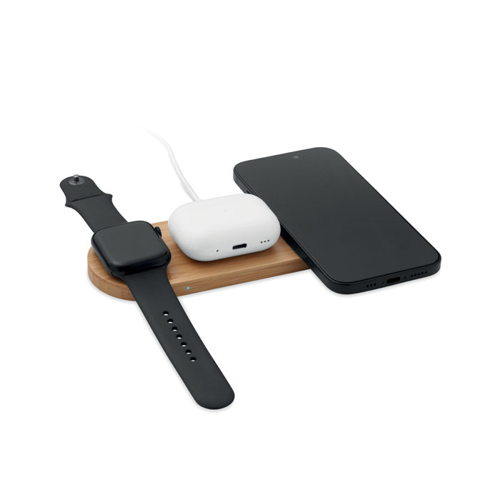 3 in 1 15W wireless charger Legno item picture 1