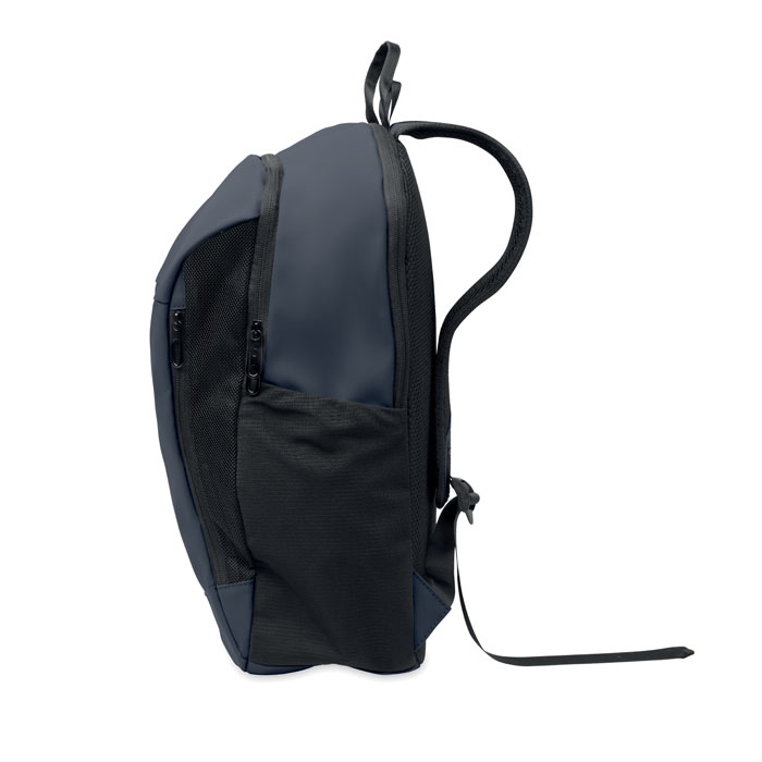 15" soft PU laptop backpack Francese Navy item picture open
