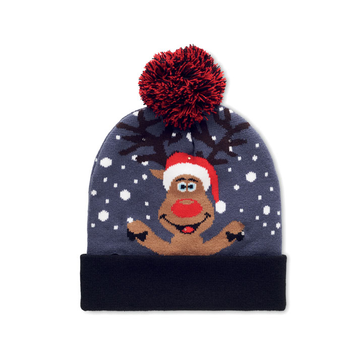Christmas knitted beanie LED Blu item picture side