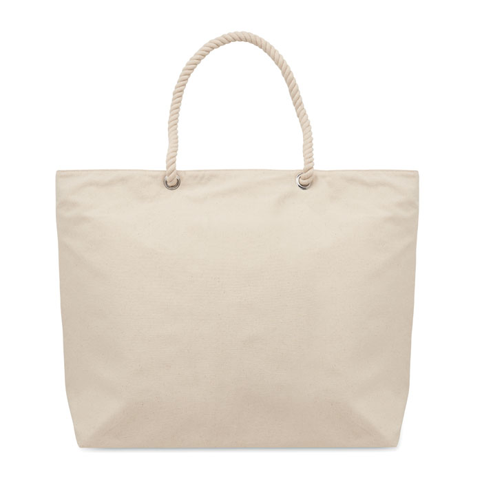 Beach cooler bag in cotton Beige item picture side