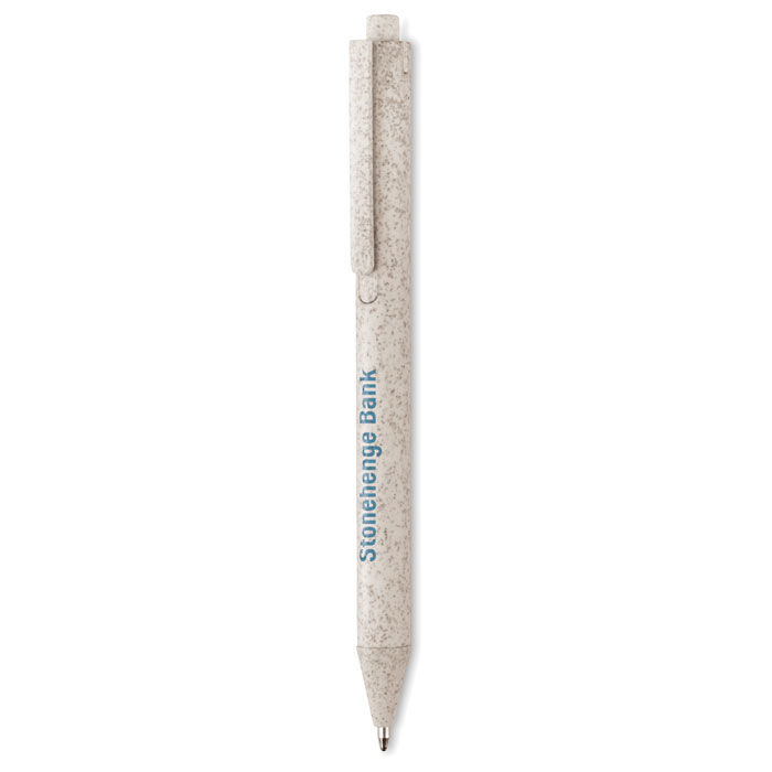 Wheat Straw/ABS push type pen Beige item picture printed