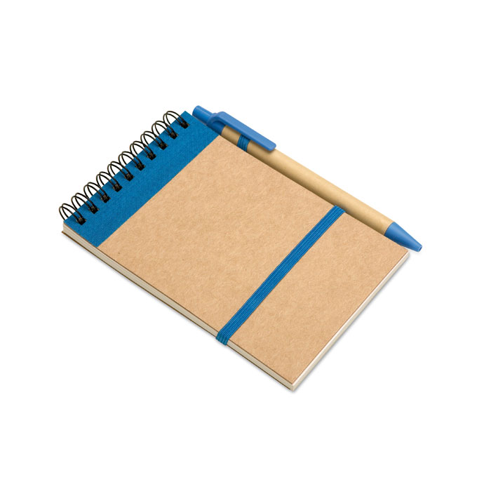 A6 recycled notepad with pen Blu item picture front