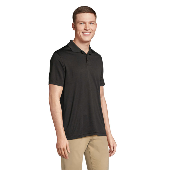 PITCHER UNISEX POLO Nero / Nero Opaco item picture side