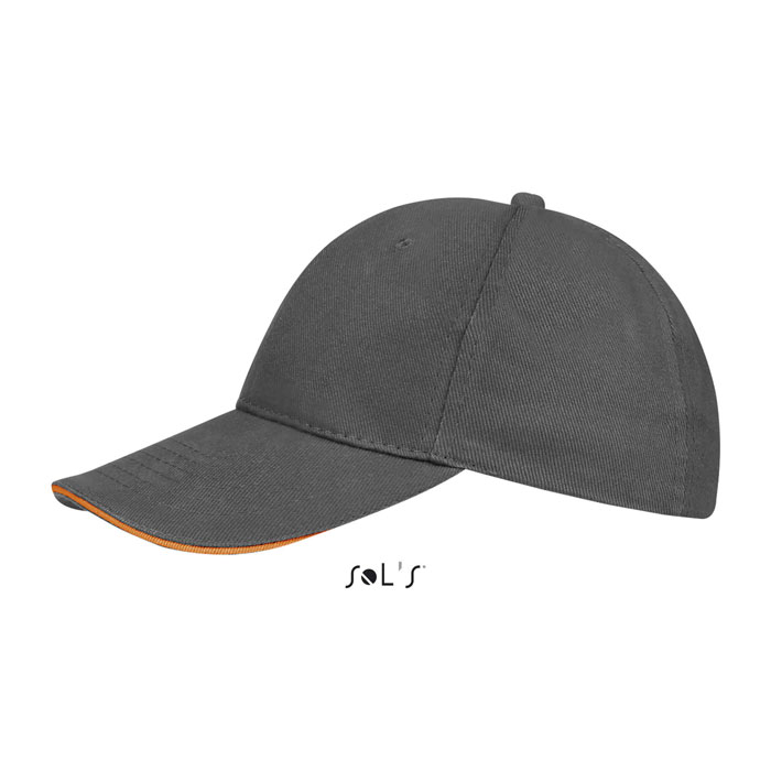 BUFFALO SIX PANEL CAP Dark Grey / Orange item picture side
