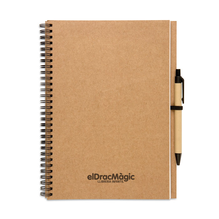 Recycled notebook with pen Beige item picture printed