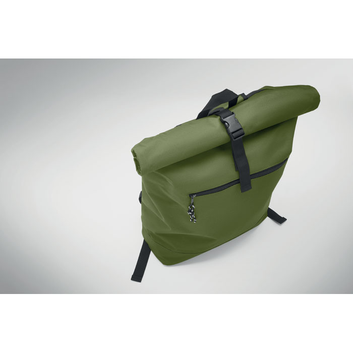 Zaino rolltop in poliestere Verde Militare item picture 6