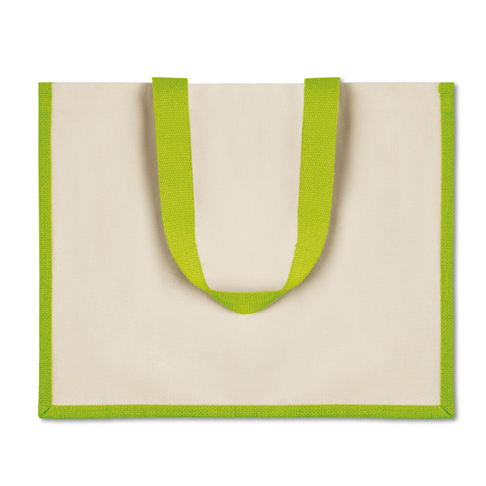 Jute and canvas shopping bag Lime item picture side
