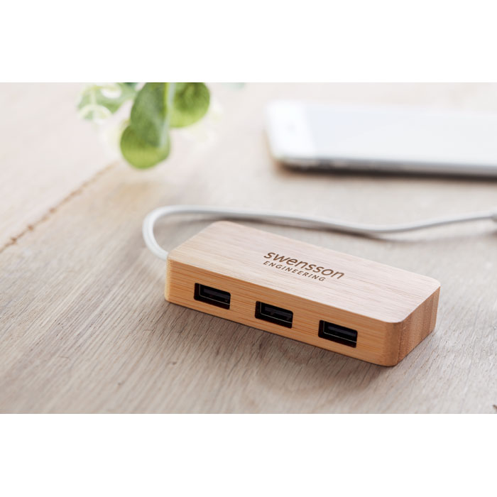 Multi porta USB wood item picture printed