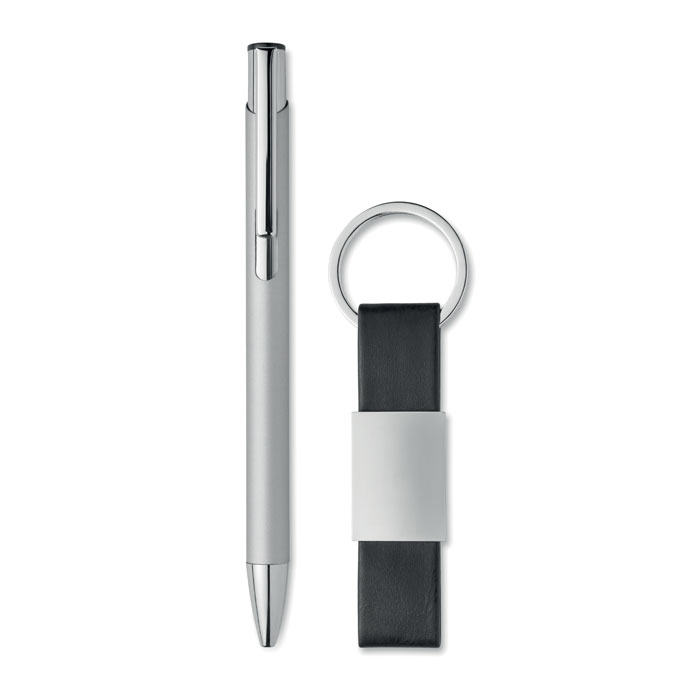 Penna e portachiavi in PU Argento item picture back