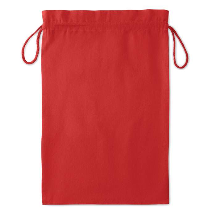 Large Cotton draw cord bag red item picture side