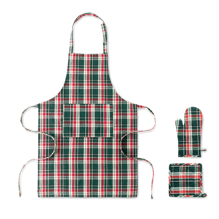 Chequered cotton kitchen set Multicolore item picture front